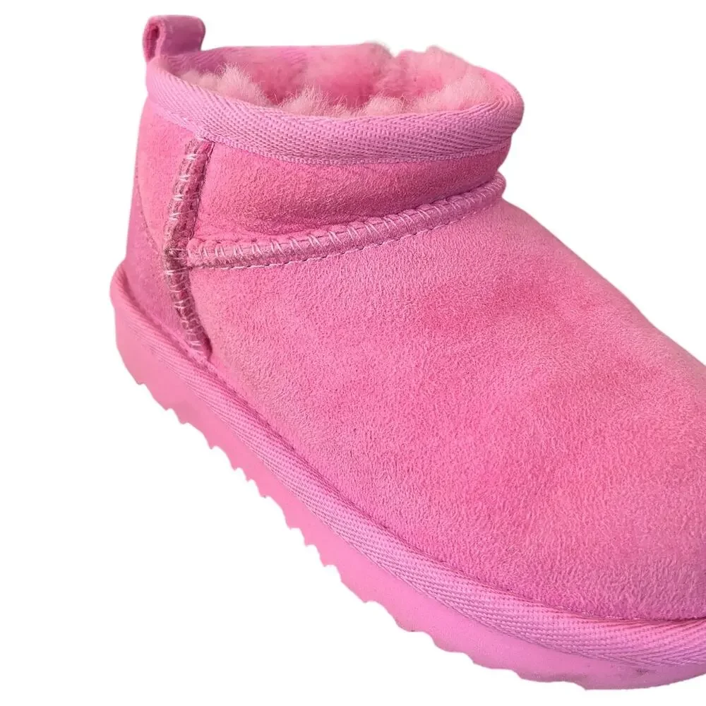 UGG Classic Ultra Mini Boot Pink 1130750T Side Zipper Toddler Girl Size 8 EU 25